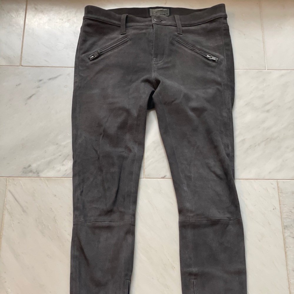 Current Elliot The Stiletto Grey Suede Pants